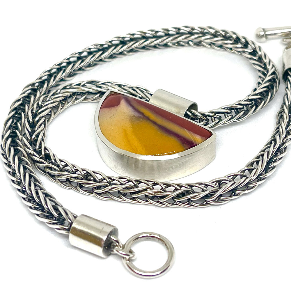 Mookaite Jasper Pendant & Silver Rope Chain Necklace