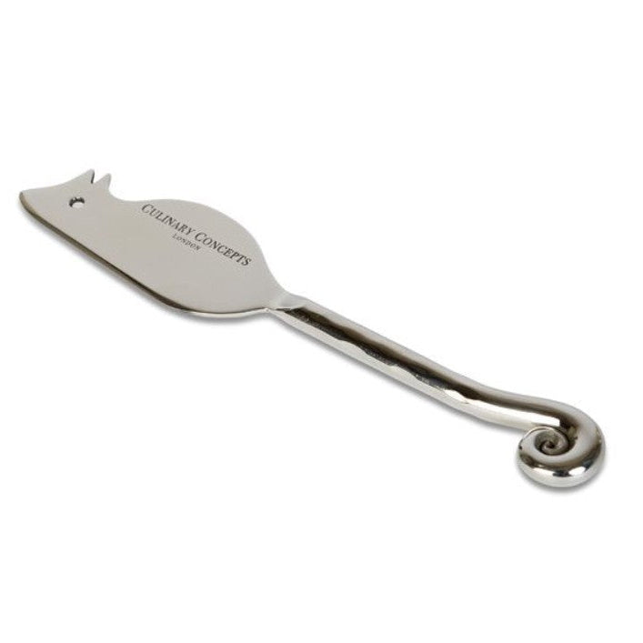 Silver Hammered Shell Mouse Cheese Knife