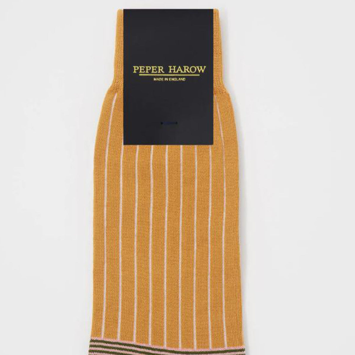Mustard Oxford Stripe Mens Egyptian Cotton Socks