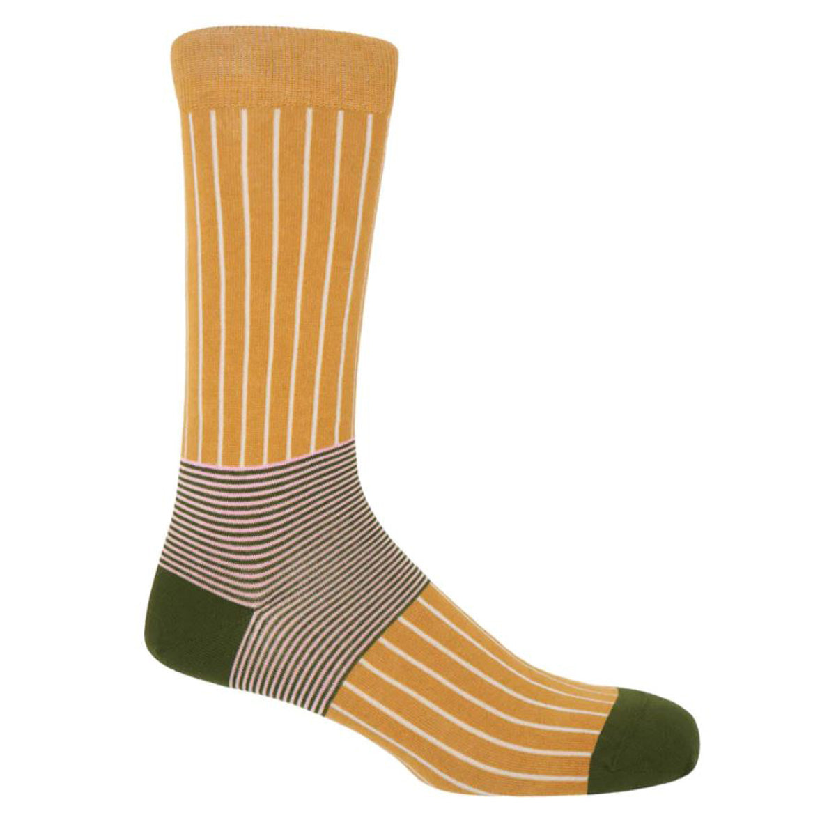 Mustard Oxford Stripe Mens Egyptian Cotton Socks