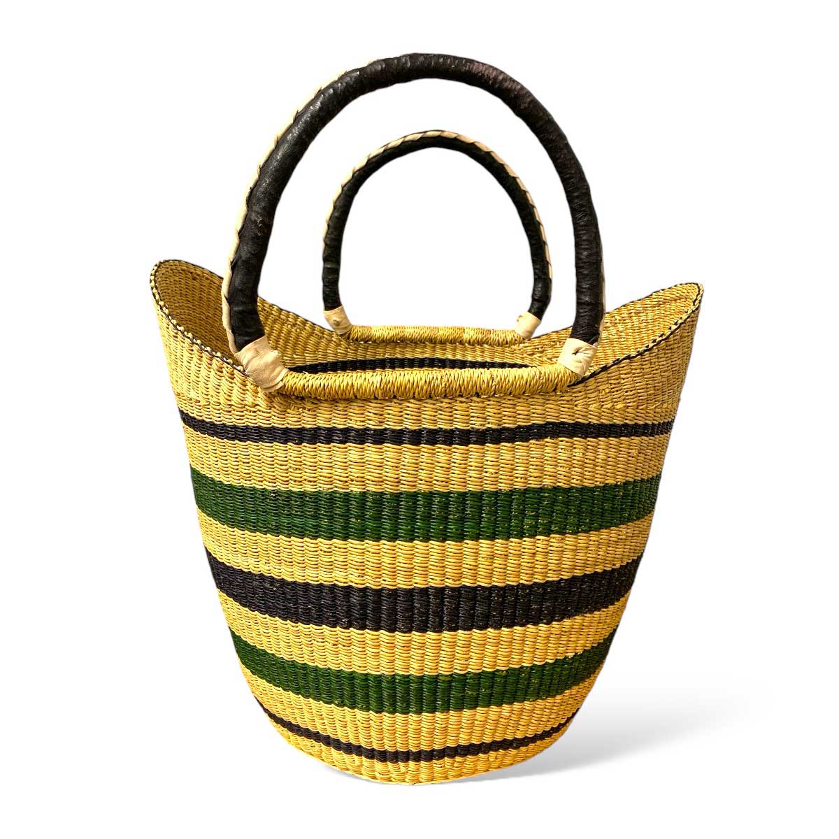 Navy & Green Striped Market Basket