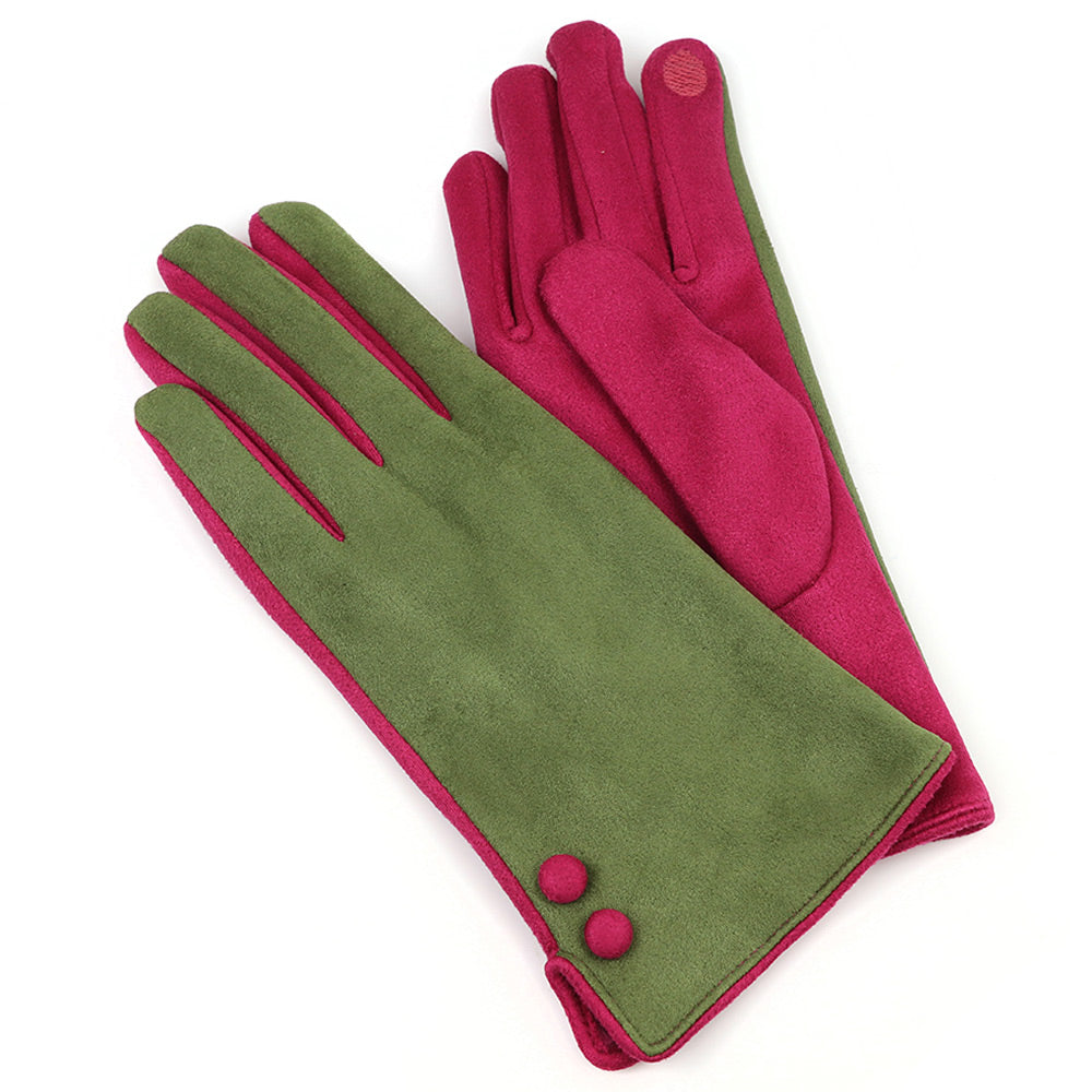 Olive Faux Suede Gloves