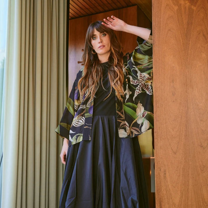Orchid Black Kimono