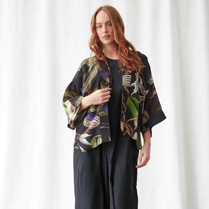 Orchid Black Kimono