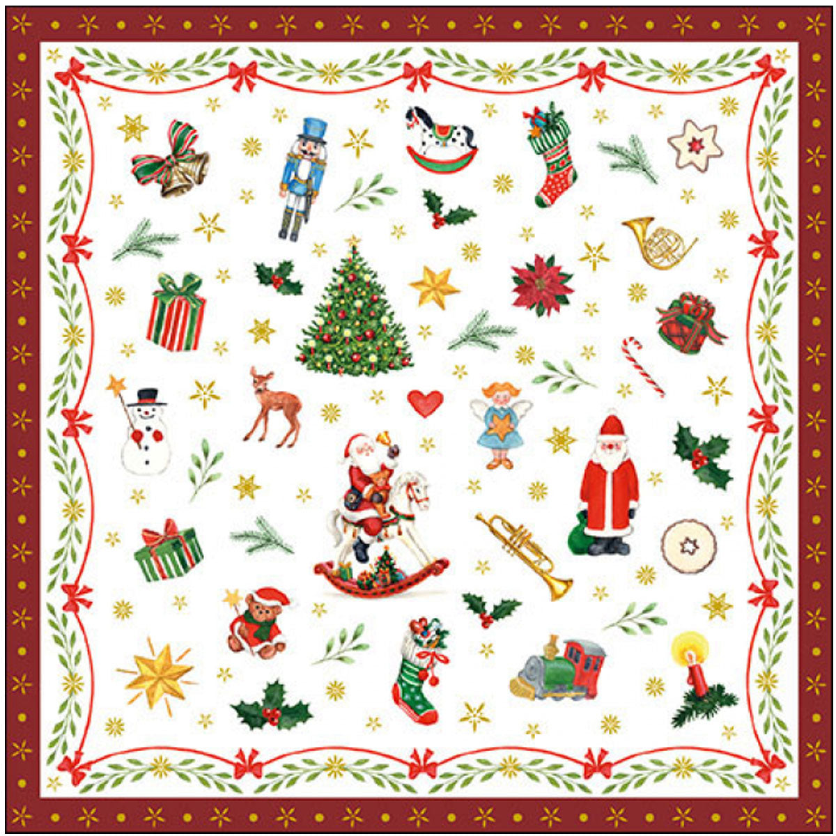 Ornaments All Over Red Christmas Napkins