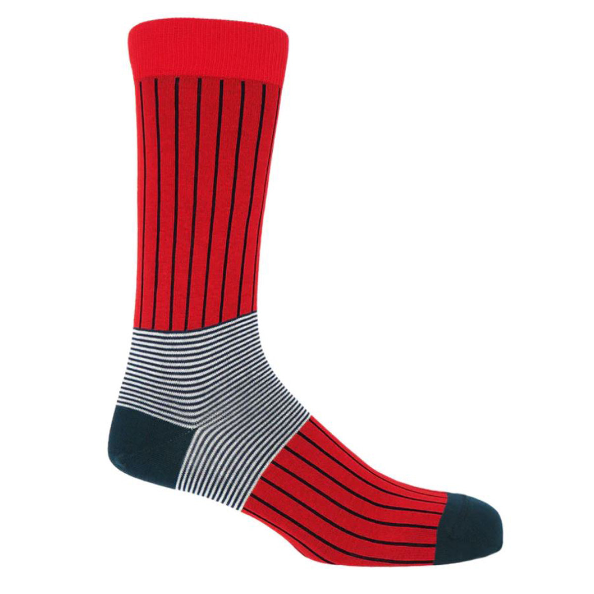 Oxford Stripe Scarlet Egyptian Cotton Socks