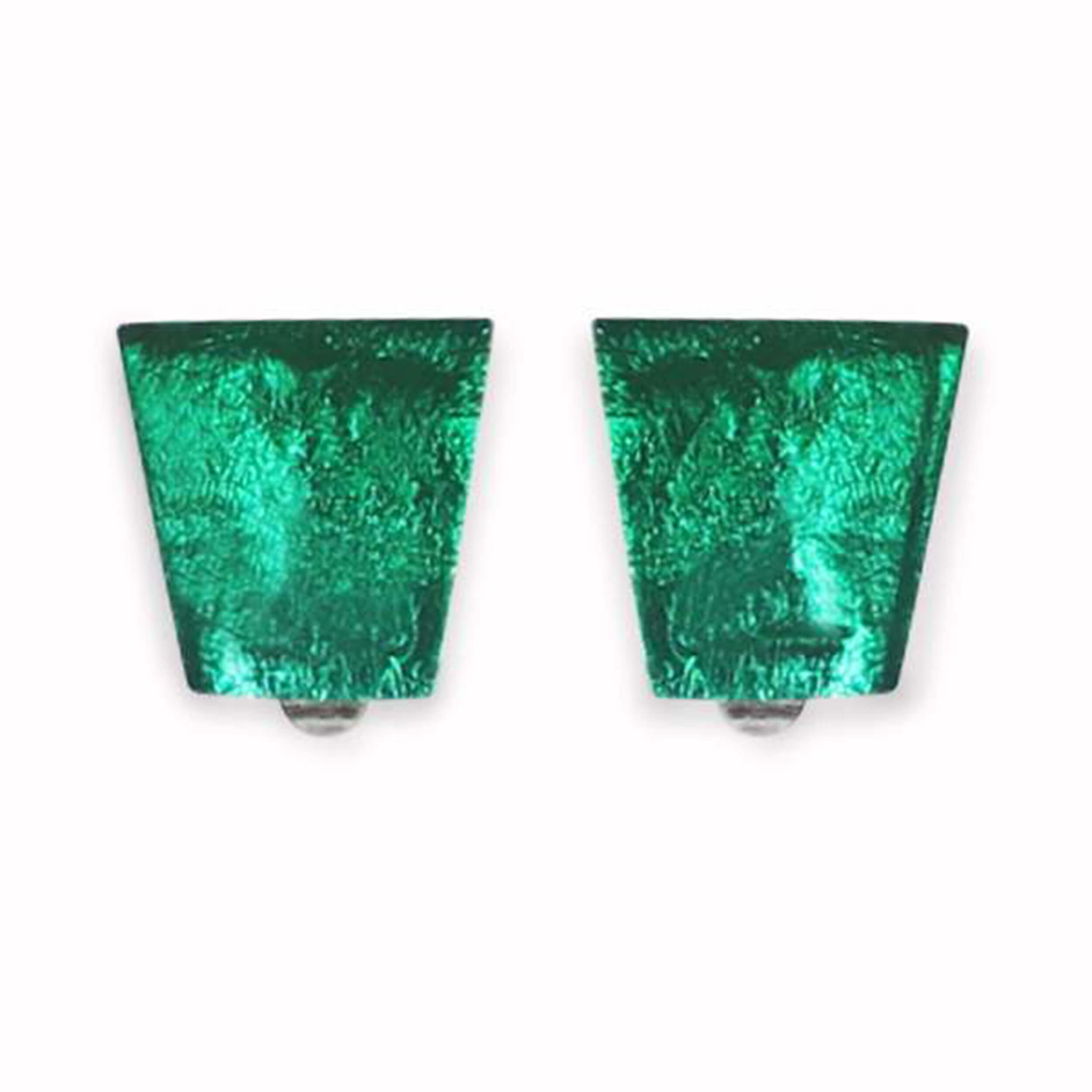Emerald Aztec Clip Earrings