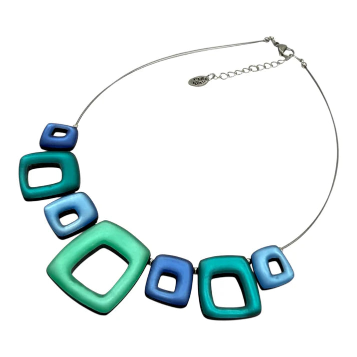 Crystal Hollow Squares Necklace
