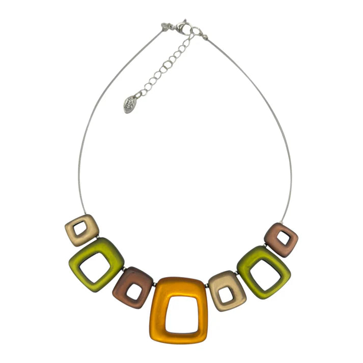 Pistachio Hollow Squares Necklace