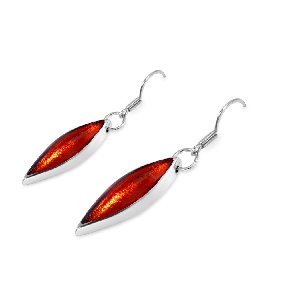 Terracotta Pewter Petals Long Earrings