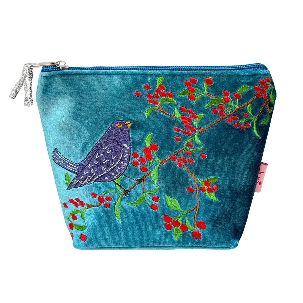 Blackbird & Berries Velvet Cosmetic Purse