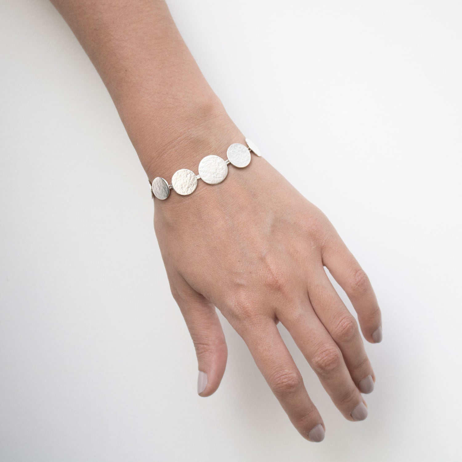 Paillette Silver Graduated Disc Bracelet