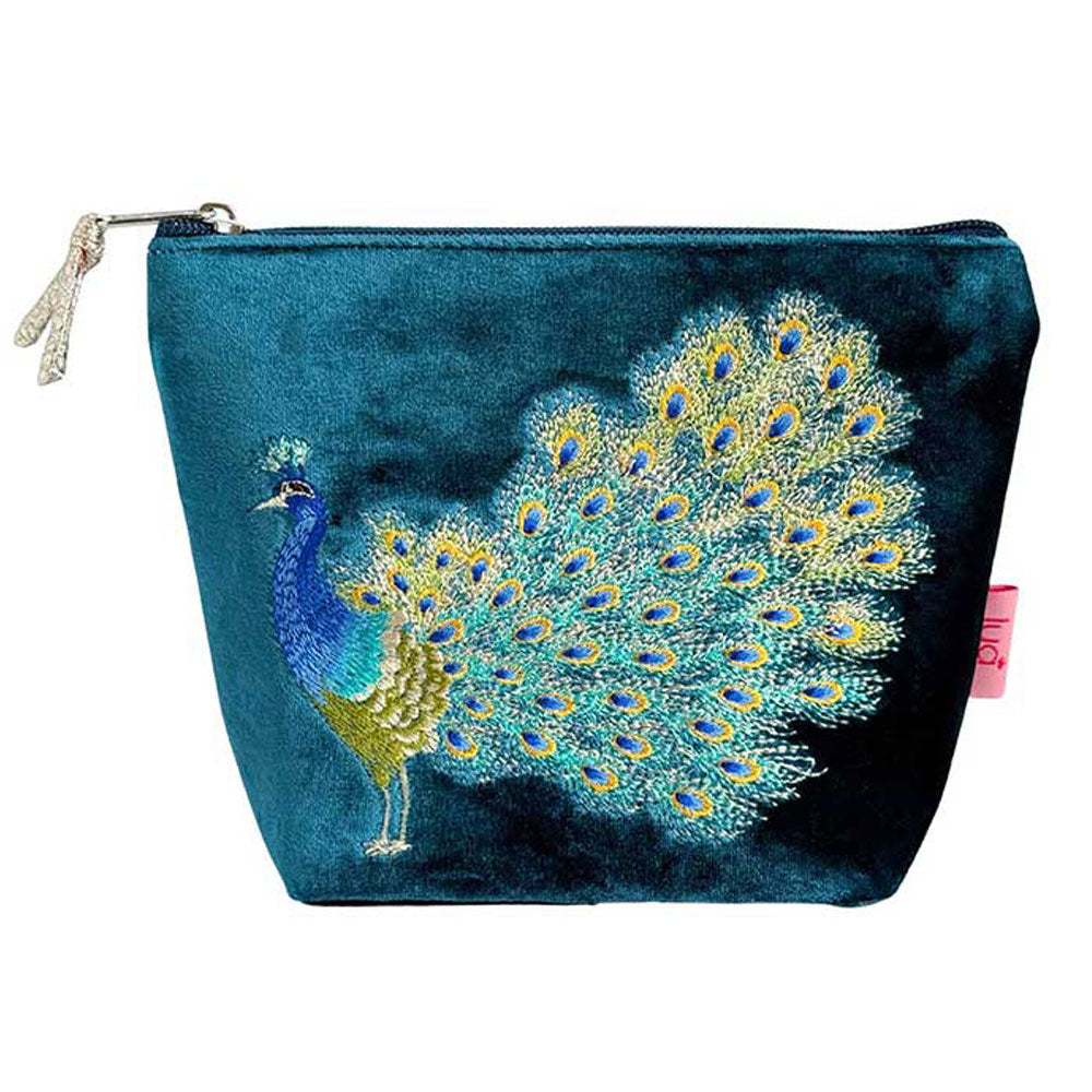 Peacock Velvet Cosmetic Bag