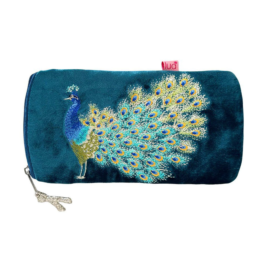 Peacock Velvet Glasses Case