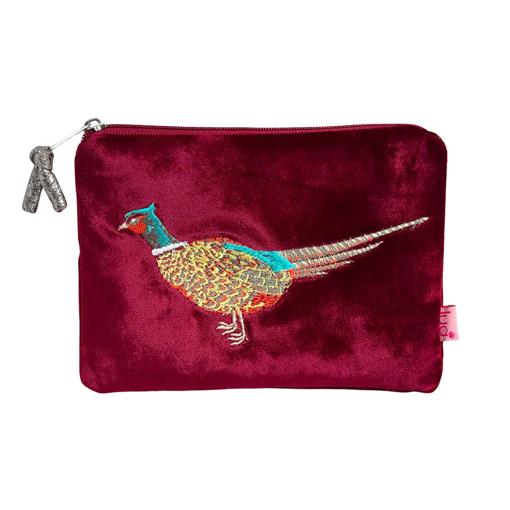 Pheasant Velvet Purse