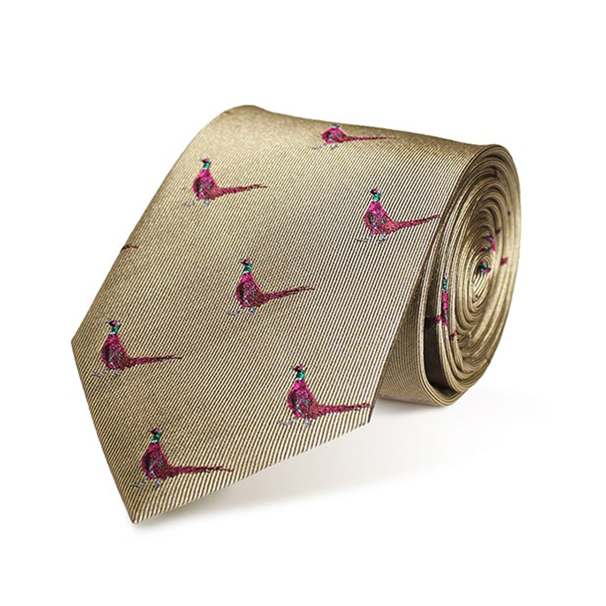 Pheasant Gold Pure Silk Tie