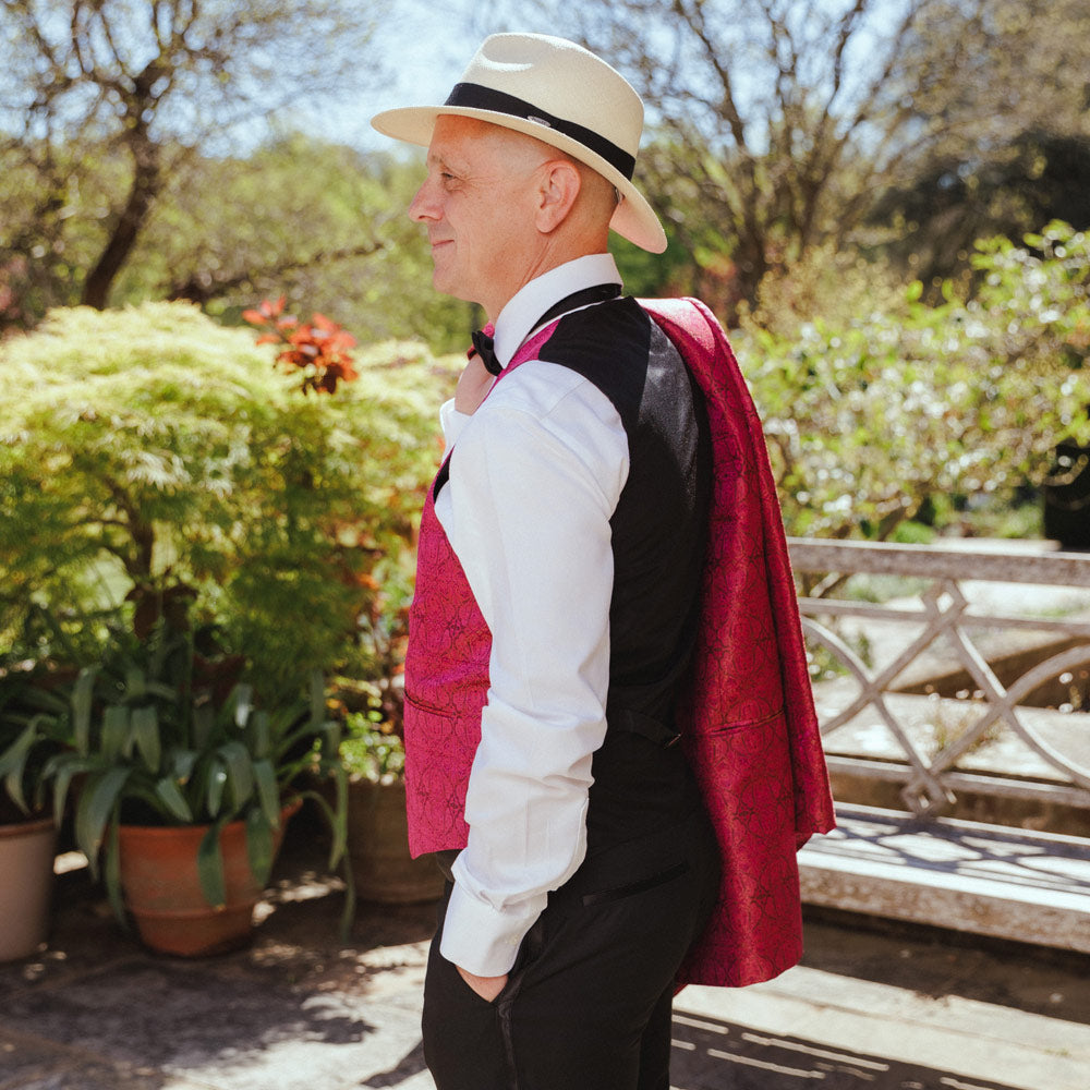 Firle Pink Royal Jacquard Silk Waistcoat