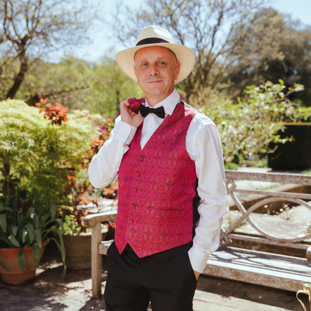 Firle Pink Royal Jacquard Silk Waistcoat