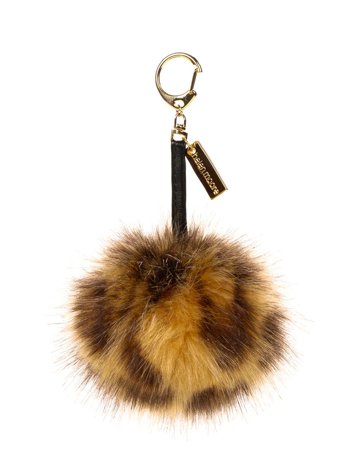 Leopard Faux Fur Pom Pom Keyring