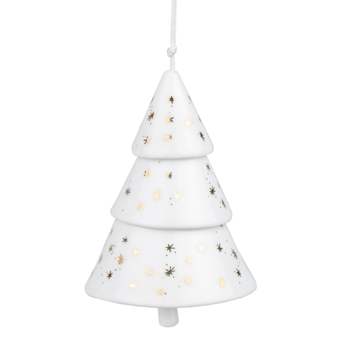 White Porcelain Golden Star Christmas Tree Decoration