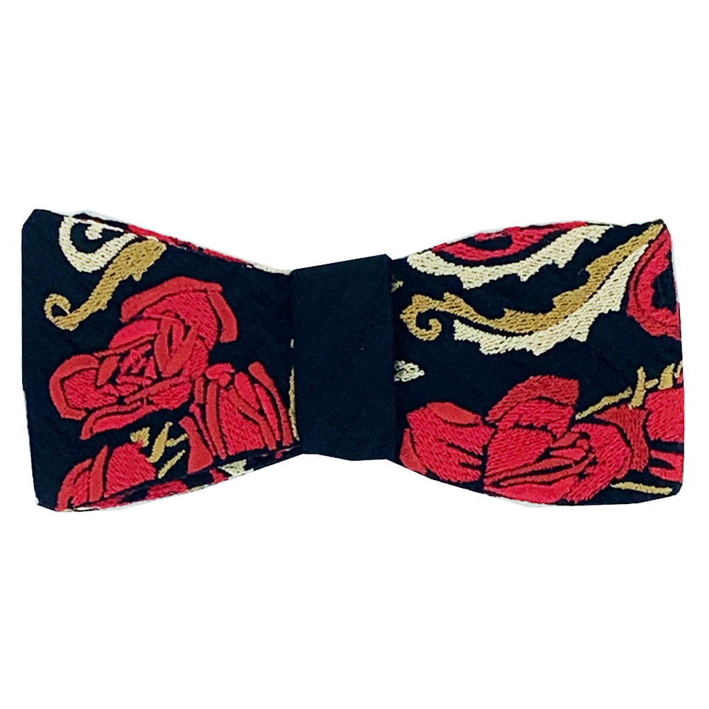 Tosca Red Embroidered Silk Bow Tie