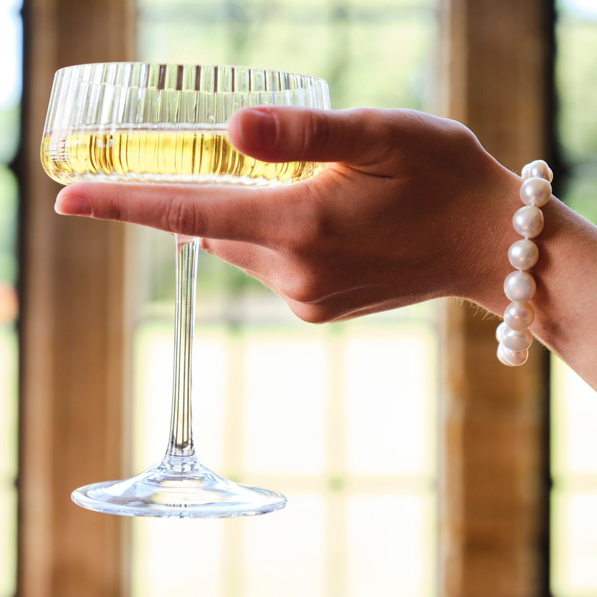 Ribbed Glass Champagne Saucer