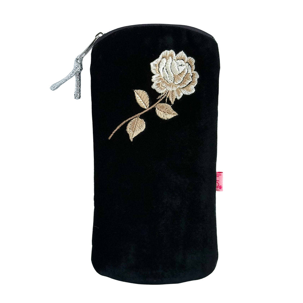 Rose Black Velvet Glasses Case