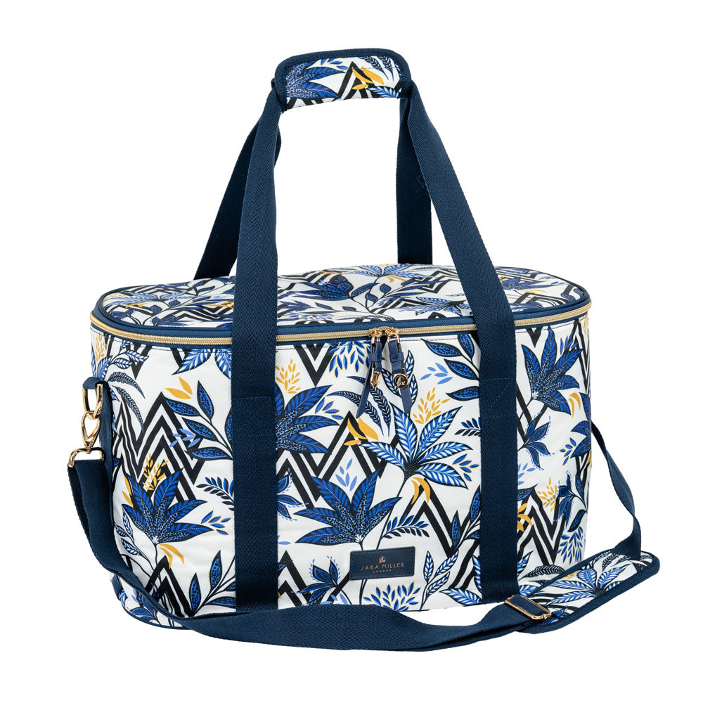 Indigo Cascading Leaves Family Picnic Cool Bag