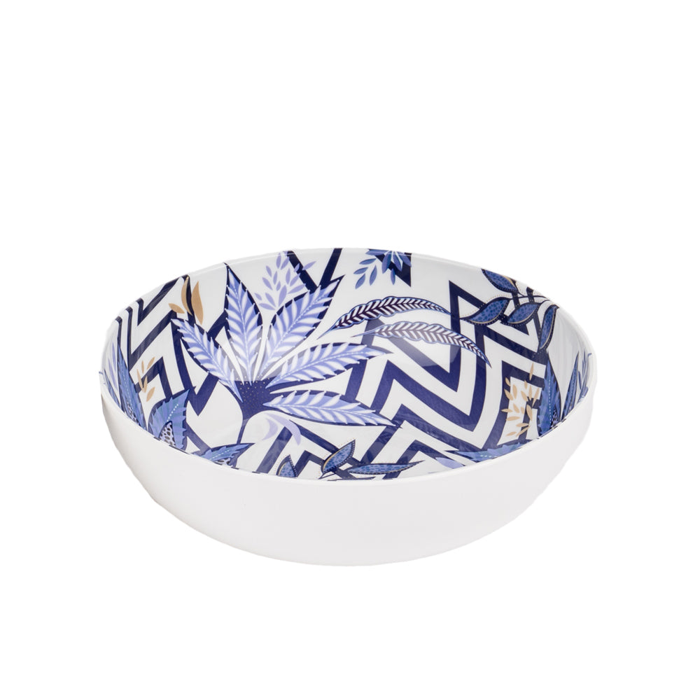Indigo Cascading Leaves Picnic Bowl
