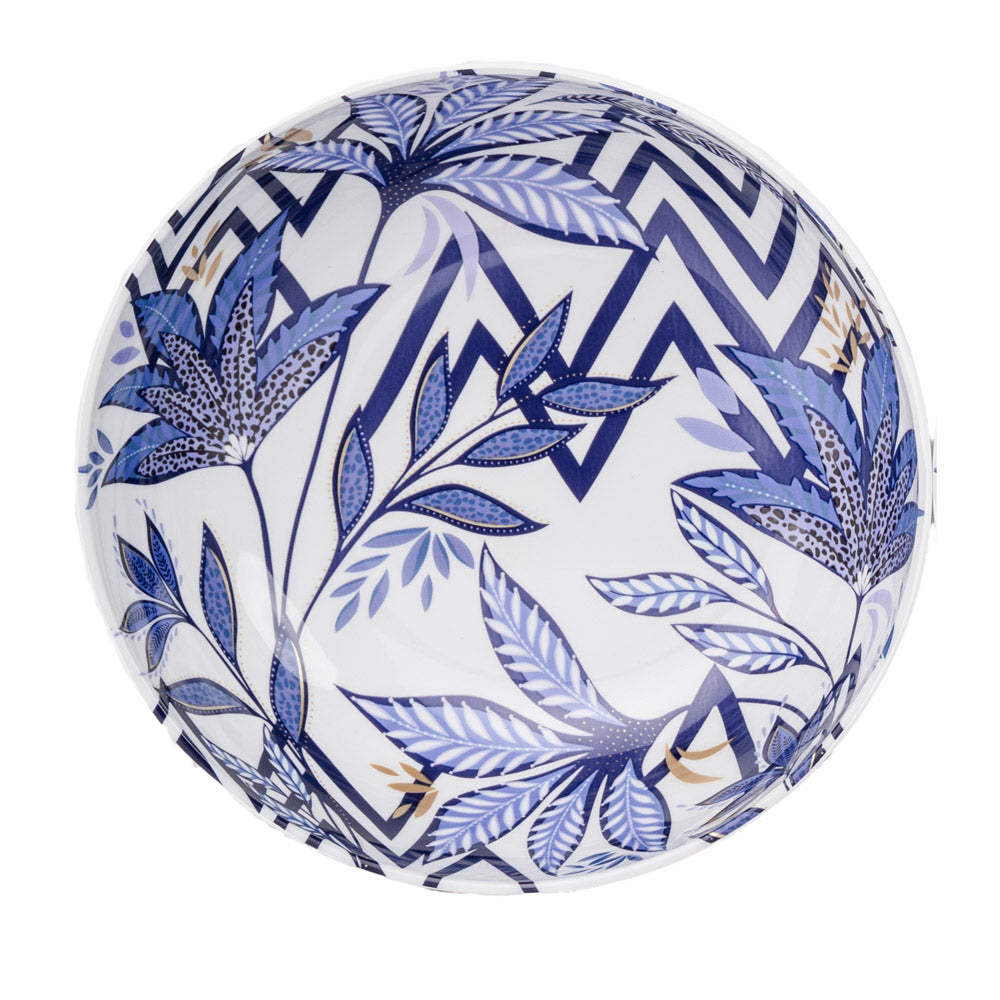 Indigo Cascading Leaves Picnic Bowl