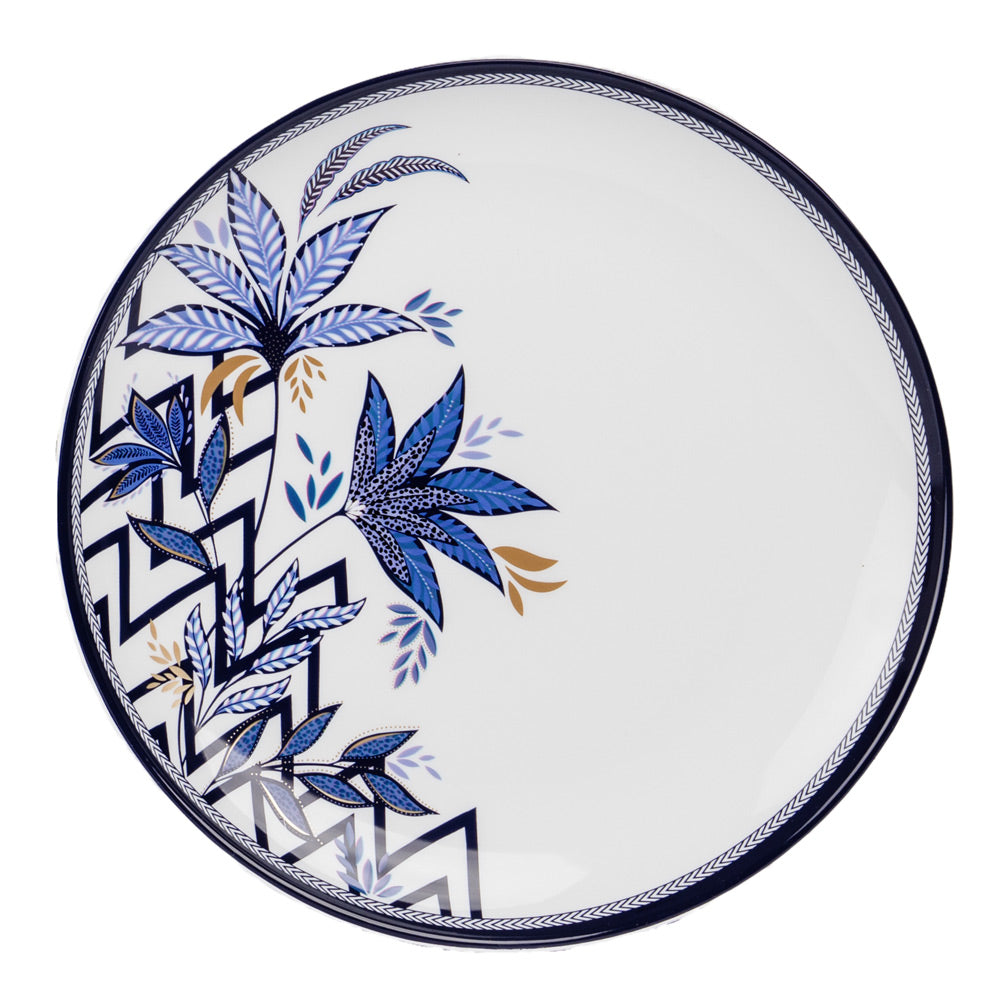 Indigo Cascading Leaves Picnic Plate