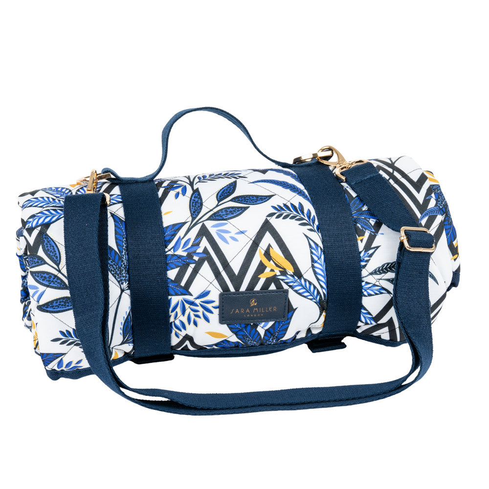 Indigo Cascading Leaves Picnic Blanket