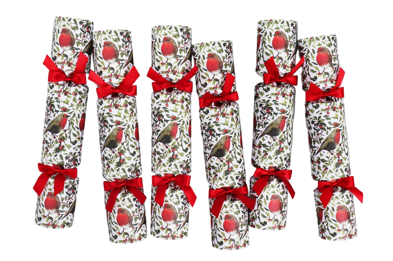 Six Luxury Robin Christmas Crackers
