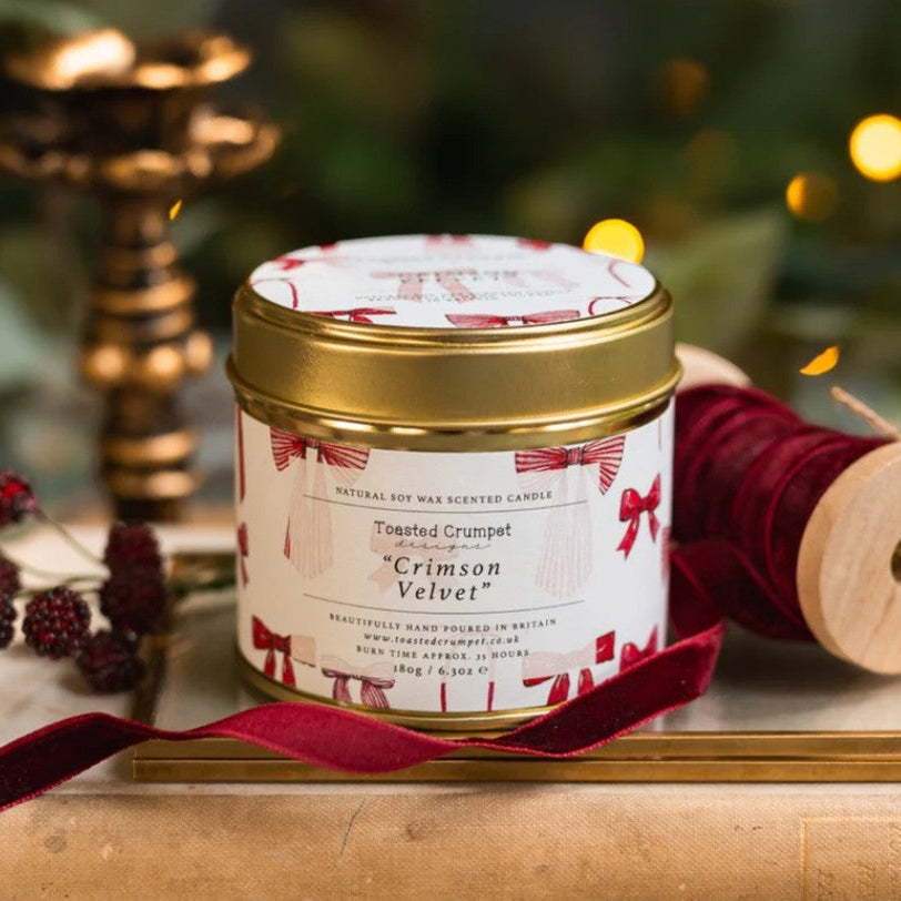 Bow Crimson Velvet Candle