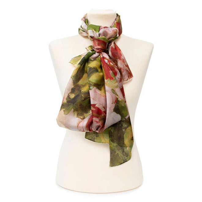 Pissarro Peonies Large Habotai Silk Scarf
