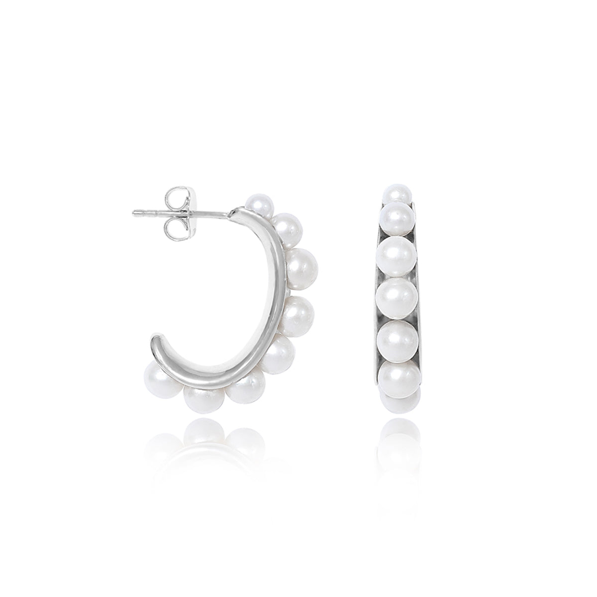Silver Pearl Hoop Earrings Glyndebourne Shop