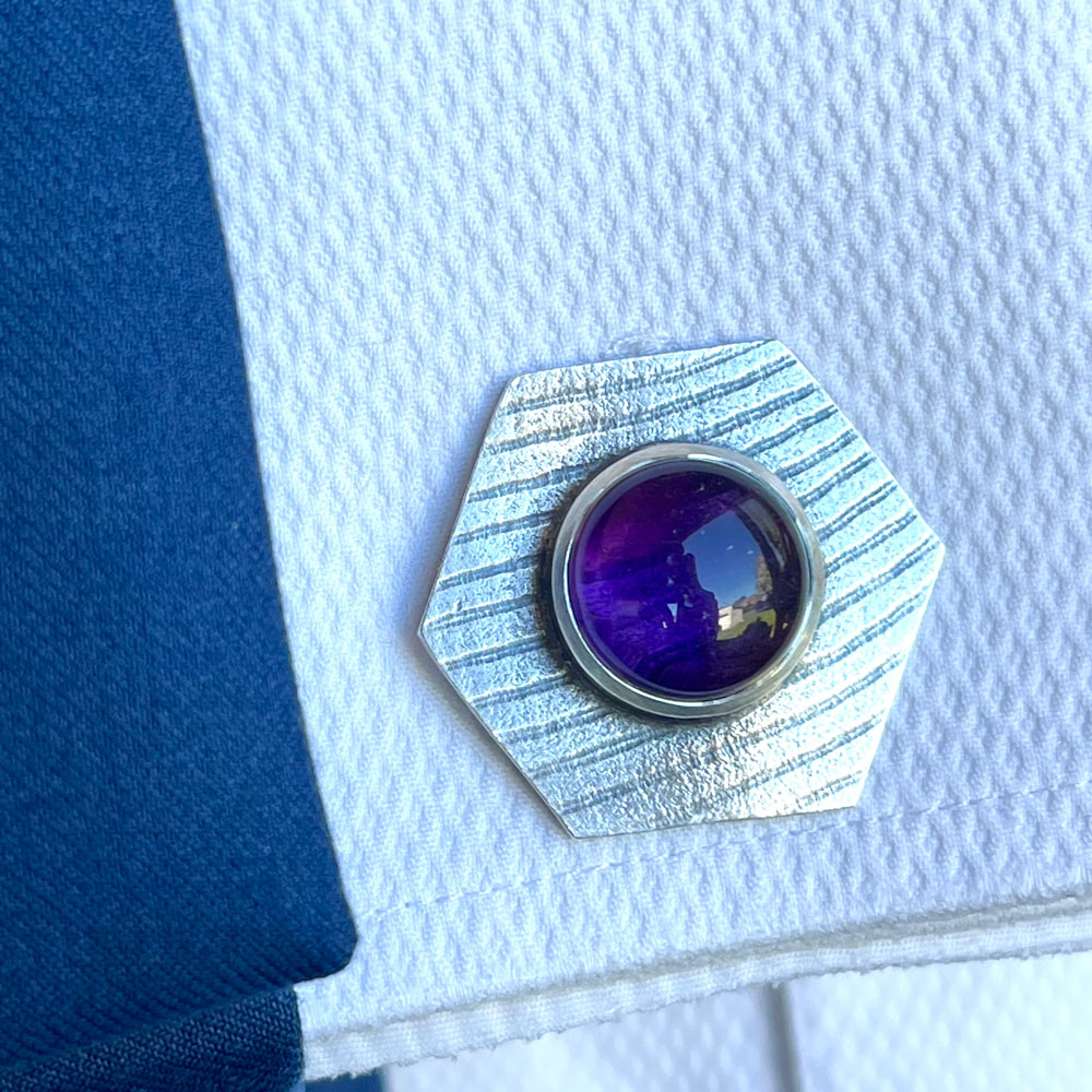 Silver & Amethyst Cufflinks
