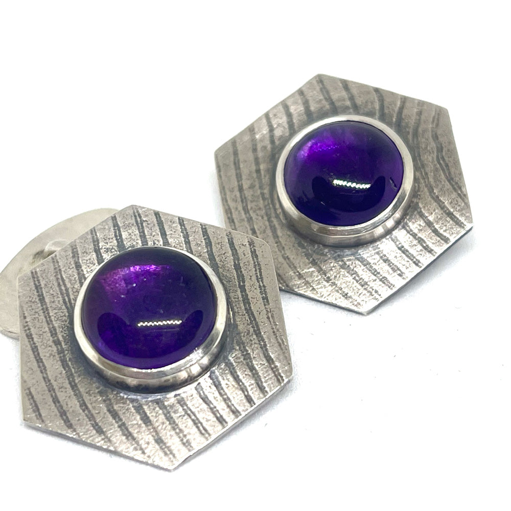 Silver & Amethyst Cufflinks