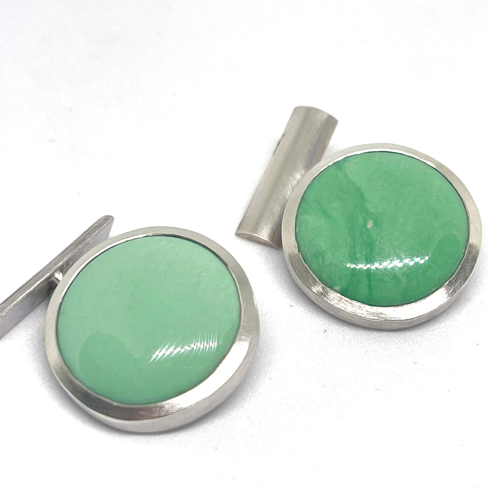 Silver & Chrysoprase Cufflinks