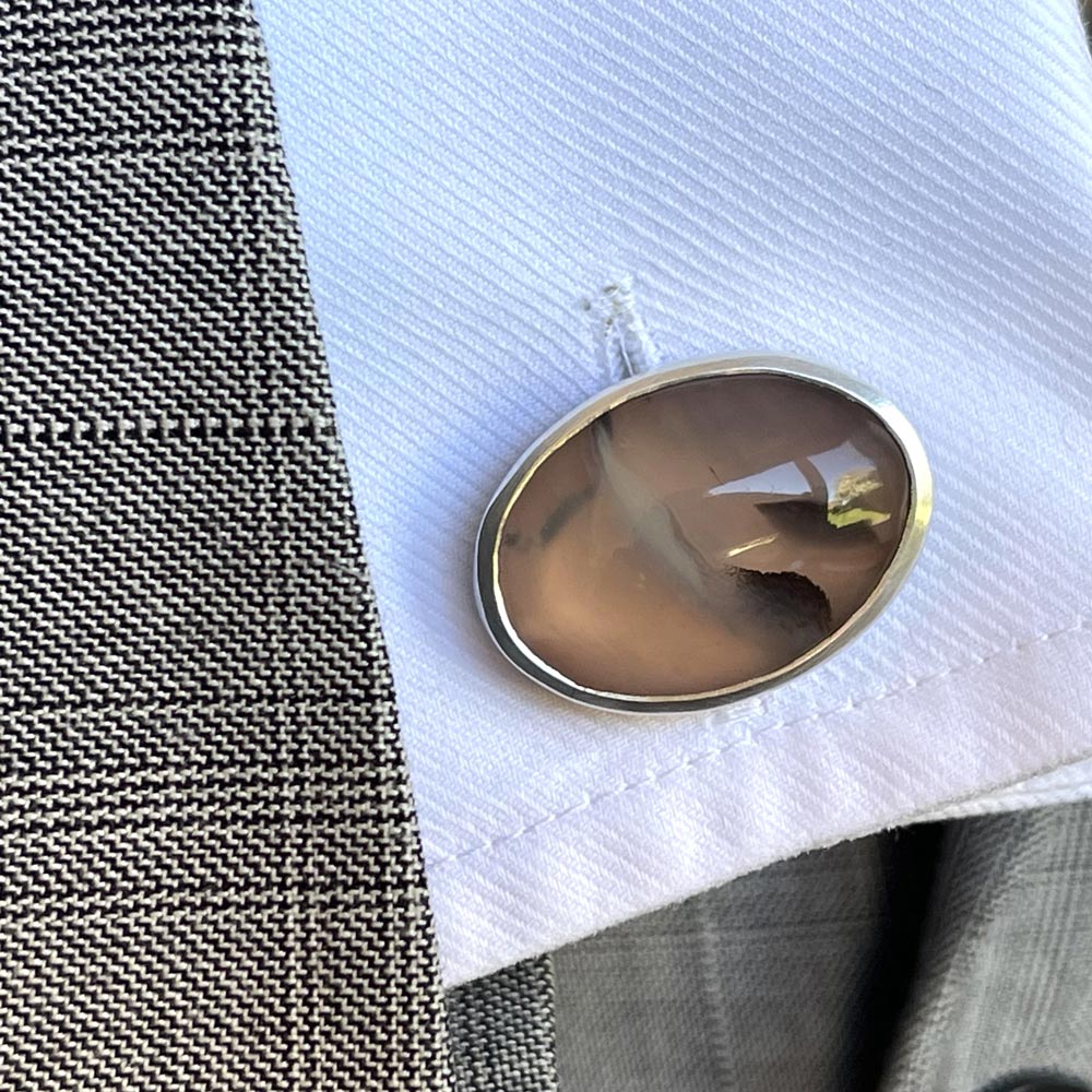 Silver & Dendrite Agate Stone Cufflinks