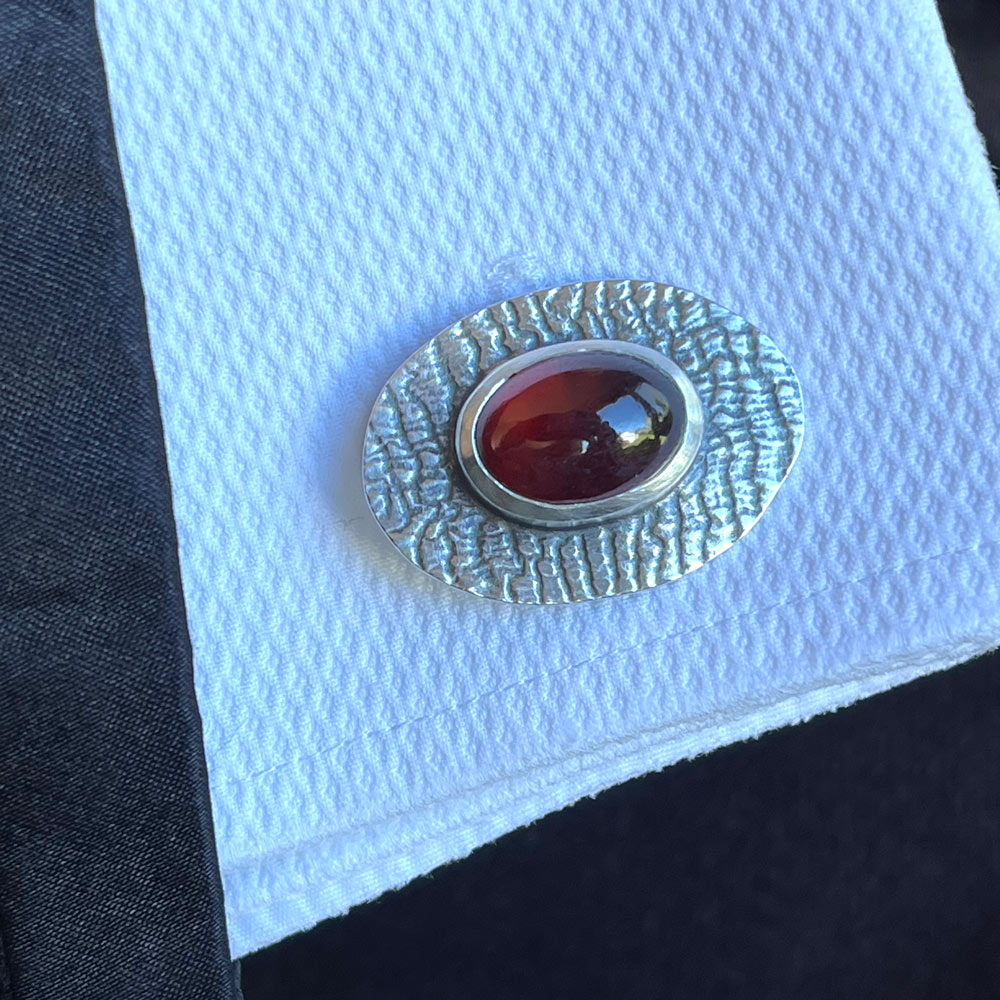 Silver & Hessonite Garnet Cufflinks