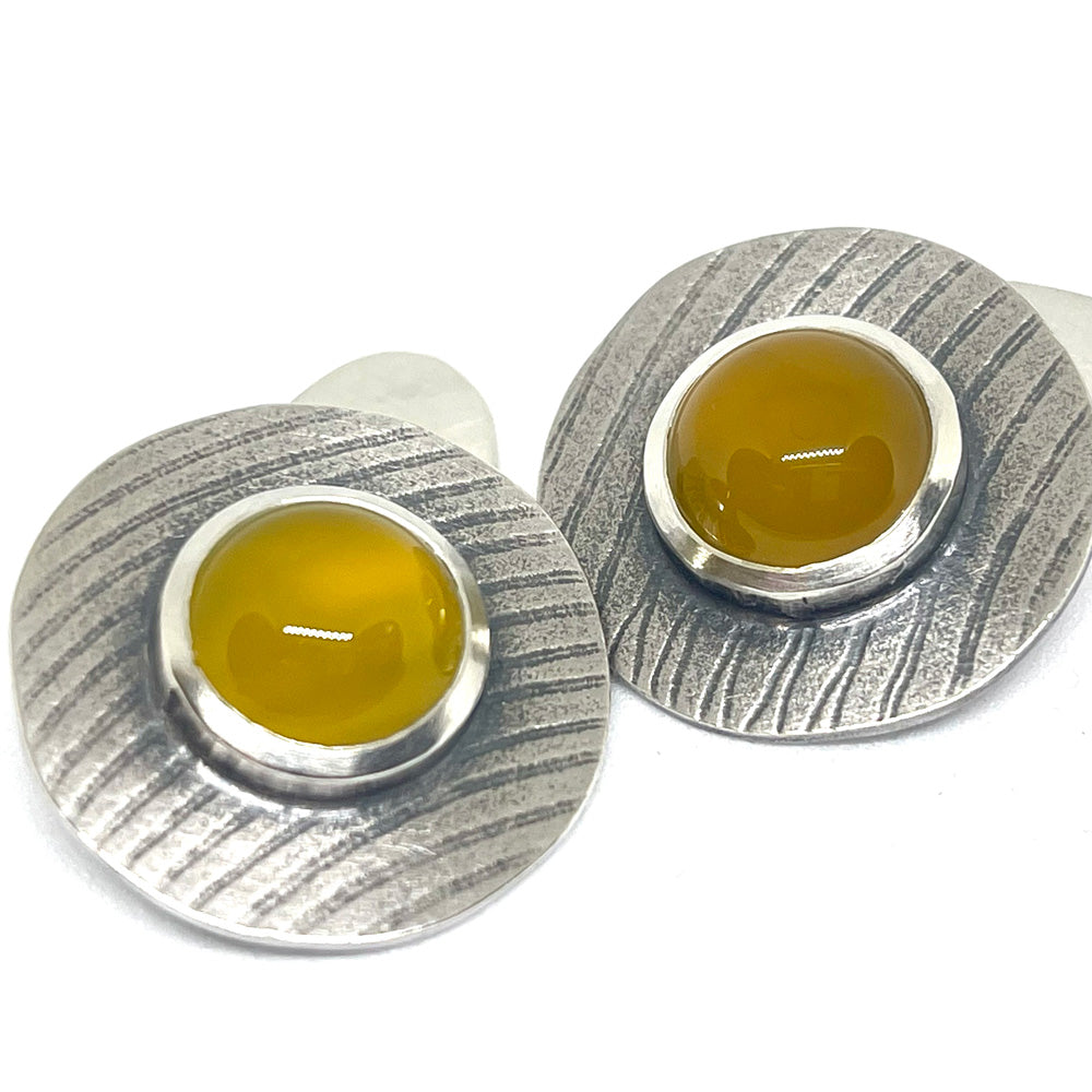 Silver & Mango Chalcedony Cufflinks