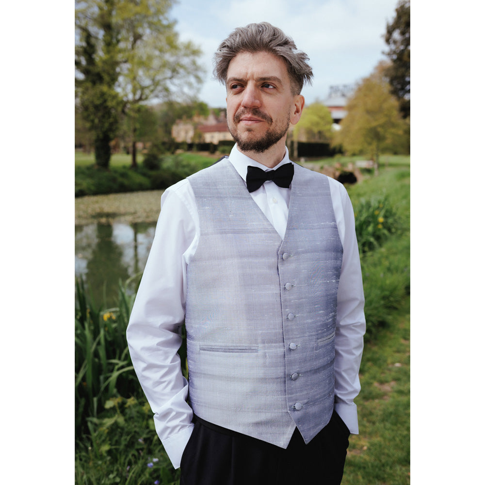 Firle Silver Silk Waistcoat