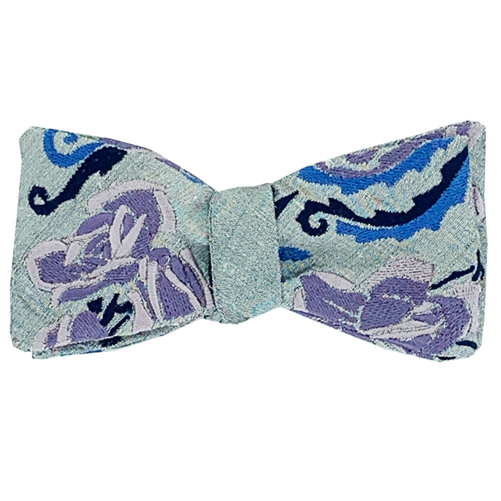 Grey Floria Embroidered Silk Bow Tie