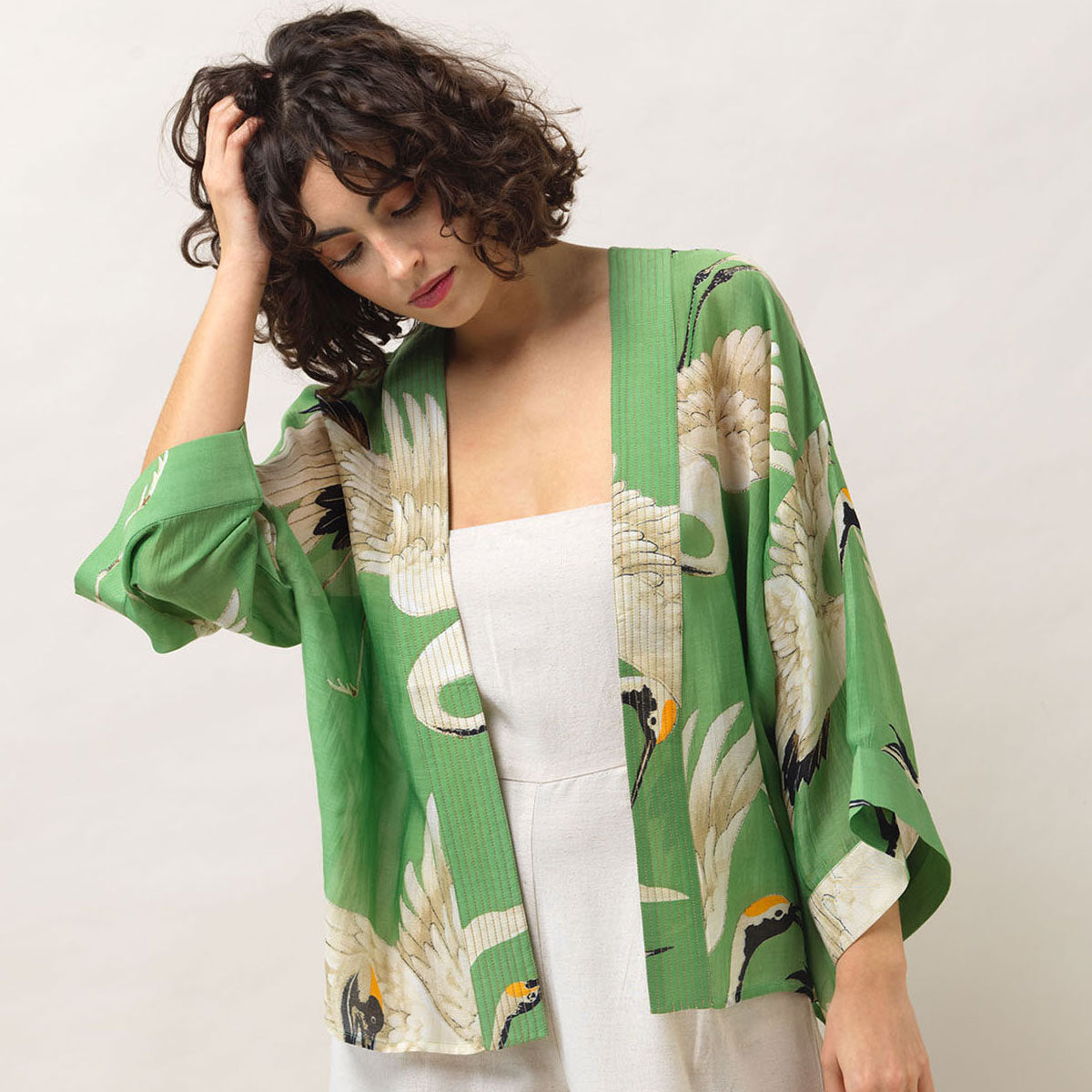 Stork Pea Green Kimono