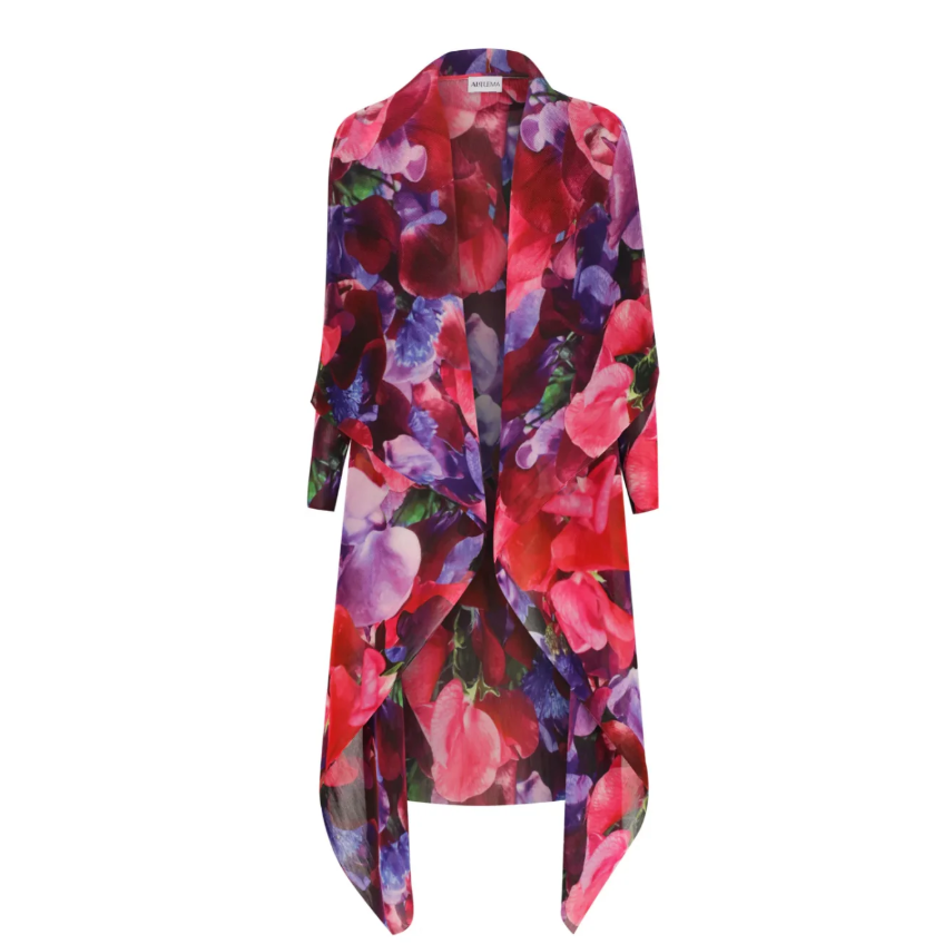 Sweet Pea Printed Pleated Waterfall Coat