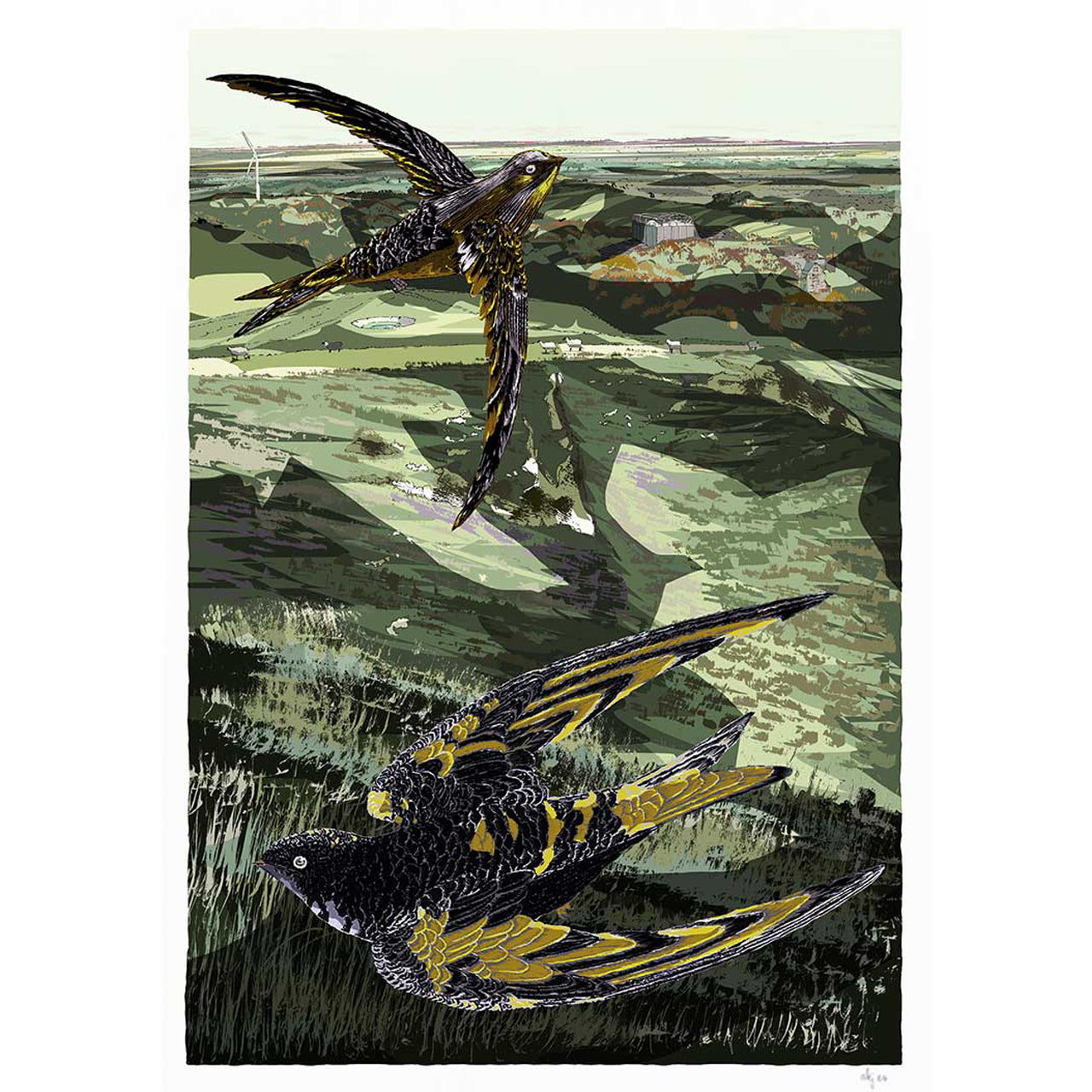 Swifts over Glyndebourne a Sussex Landscape Limited Edition Print by Alej Ez Glyndebourne Shop