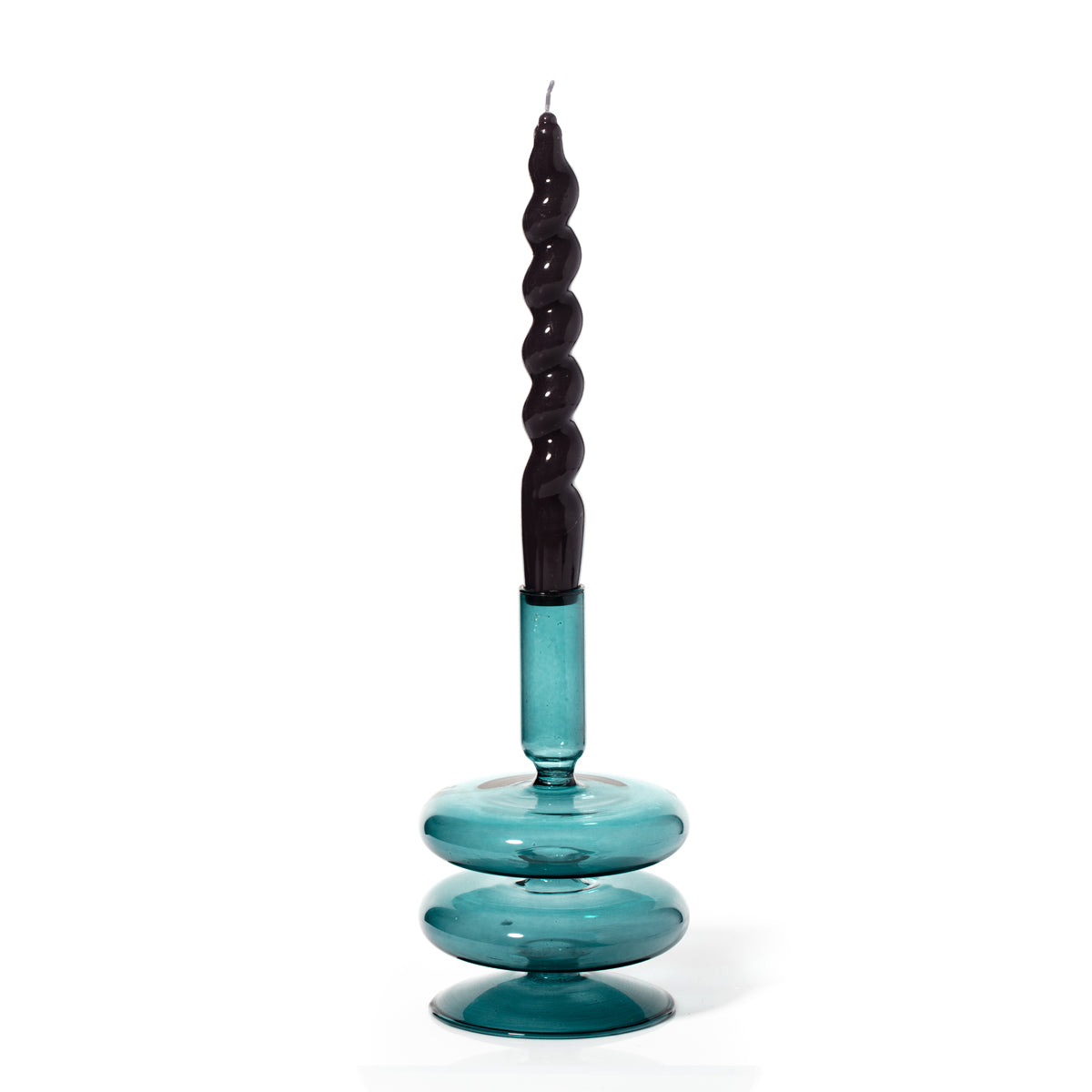 Teal Glass Candle Holder
