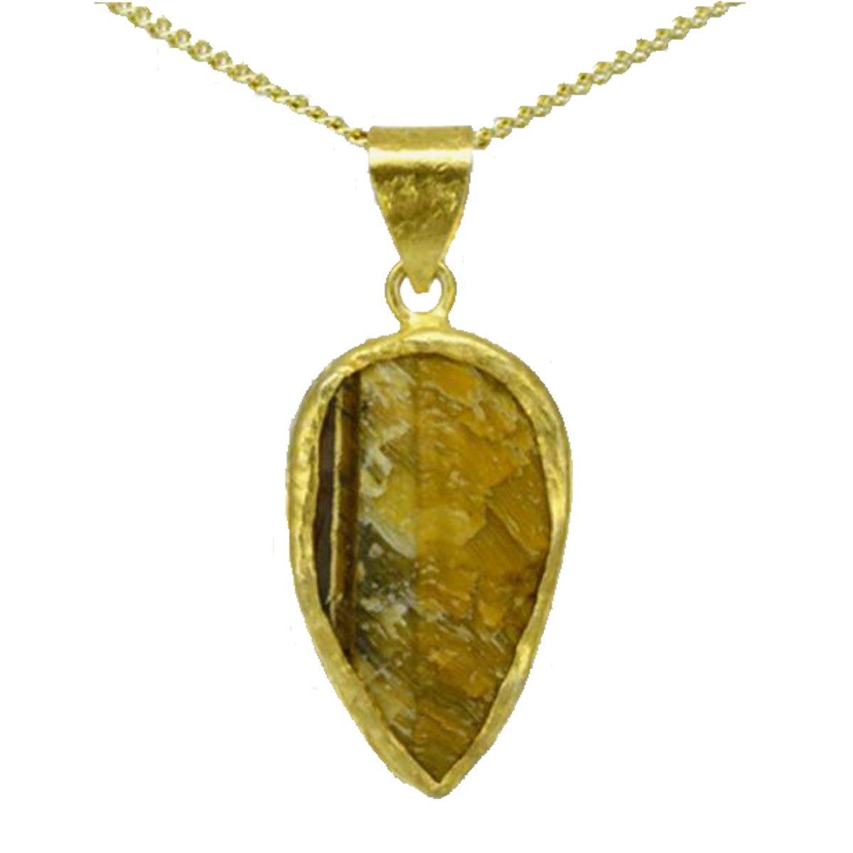 Tiger Eye Pear Pendent & Chain