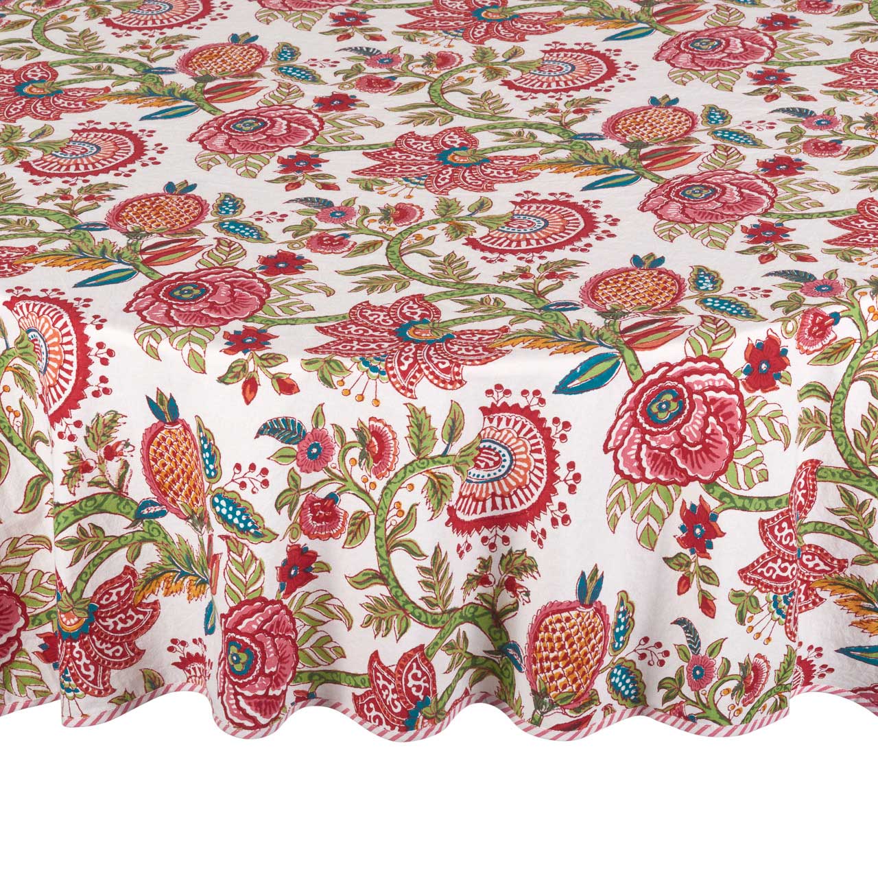 Tortola Flower Round Cotton Tablecloth Glyndebourne Shop